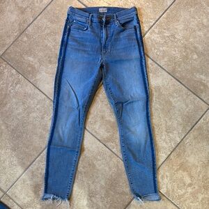 MOTHER Stunner Zip Ankle Step Fray Light Kitty Racer Jean Sz 28